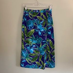 Norton McNaughton Floral Wrap Button Midi Skirt
